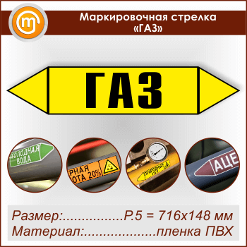 Маркировочная стрелка «ГАЗ» (P.5 = 716х148 мм, самоклеящаяся плёнка)